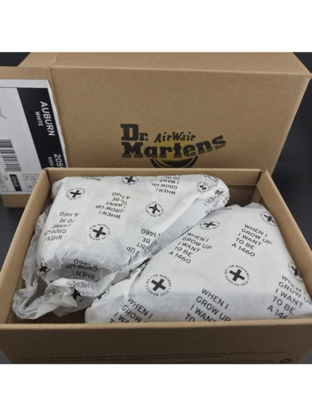 Dr Martens Newborn 1460 Auburn White Leather Crib Booties 20594100 US Size 4